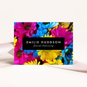 Colorful Flowers, Daisies, Floristry, Flower Shop Business Card
