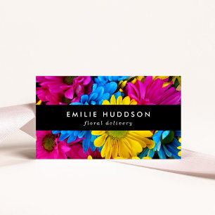 Colorful Flowers, Daisies, Floristry, Flower Shop Business Card