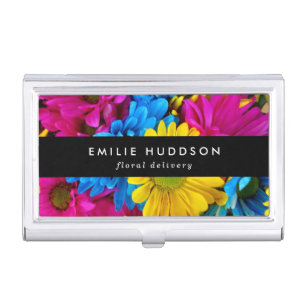 Colorful Flowers, Daisies, Floristry, Flower Shop Business Card Case