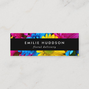 Colorful Flowers, Daisies, Floristry, Flower Shop Mini Business Card