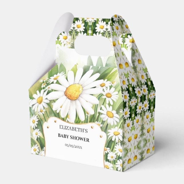 Colorful Flowers Daisy Baby Shower Favor Boxes (Front Side)