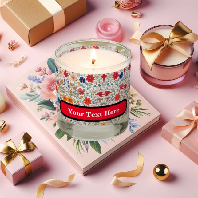 Colorful Flowers Design Pattern Scented Candle (Creator Uploaded)