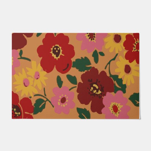 Colorful Flowers Doormat Floral Welcome Doormat