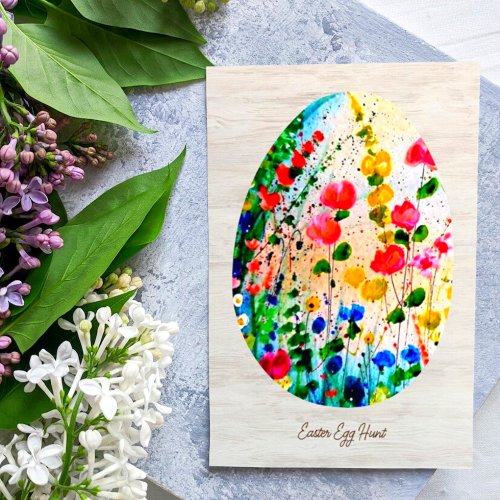 Colorful FLOWERS Easter Egg Hunt Brunch  Invitation