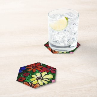 colorful flowers ei wa   blooms  paper coaster
