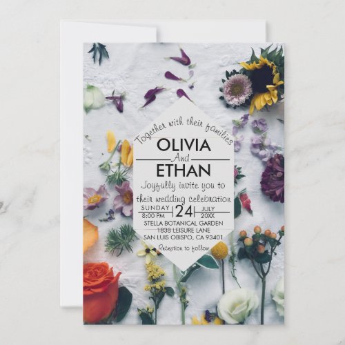 Colorful flowers elegant chic Wedding Invitation