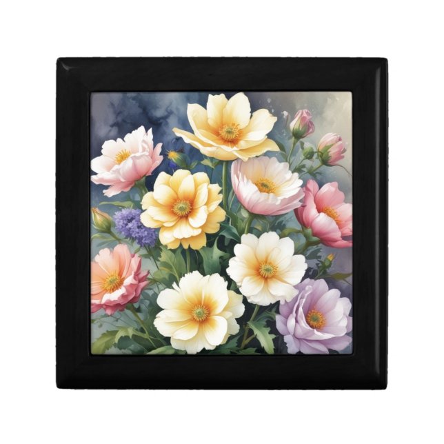 Colorful Flowers Elegant Watercolor Painting Gift Box (Front)