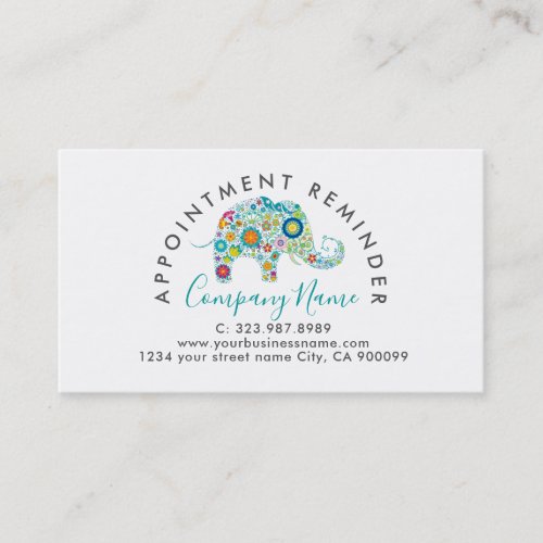 Colorful Flowers Elephant Appointment Card