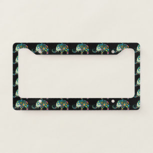 Colorful Flowers Elephant Pattern License Plate Frame