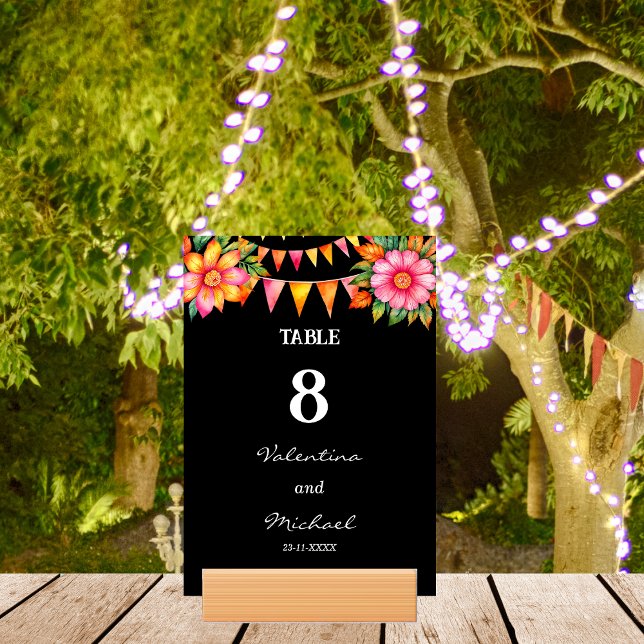 Colorful Flowers Fiesta Mexican Wedding   Table Number (Creator Uploaded)