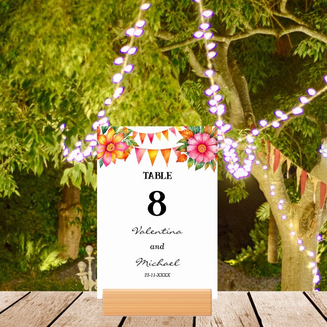 Colorful Flowers Fiesta Mexican Wedding   Table Number (Creator Uploaded)