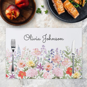 Colorful Flowers Floral Garden Paper Placemat