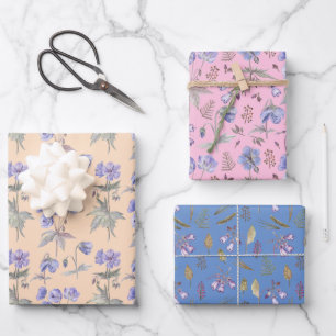 Colorful Flowers Floral Garden Seamless Pattern Wrapping Paper Sheets