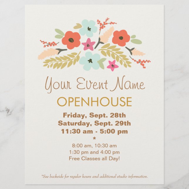 Colorful Flowers Floral Open House Flyer (Front)