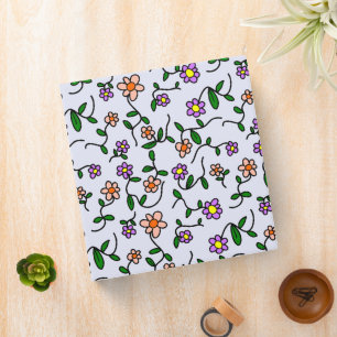 Colorful Flowers, Floral Pattern, Greenery, Boho 3 Ring Binder