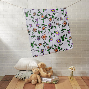 Colorful Flowers, Floral Pattern, Greenery, Boho Baby Blanket
