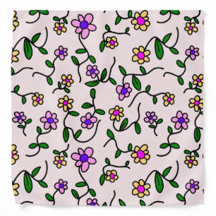 Colorful Flowers, Floral Pattern, Greenery, Boho Bandana