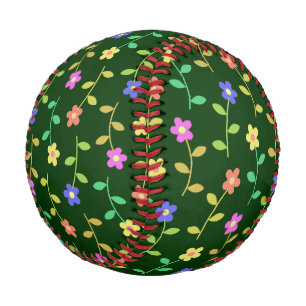 Colorful Flowers, Floral Pattern, Greenery, Boho Baseball