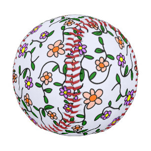 Colorful Flowers, Floral Pattern, Greenery, Boho Baseball