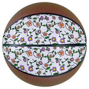 Colorful Flowers, Floral Pattern, Greenery, Boho Basketball