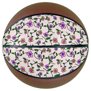 Colorful Flowers, Floral Pattern, Greenery, Boho Basketball