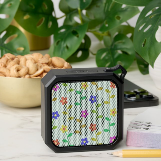 Colorful Flowers, Floral Pattern, Greenery, Boho Bluetooth Speaker (Insitu(Table))