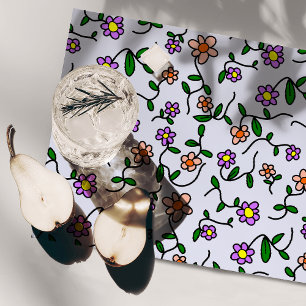 Colorful Flowers, Floral Pattern, Greenery, Boho Cloth Placemat