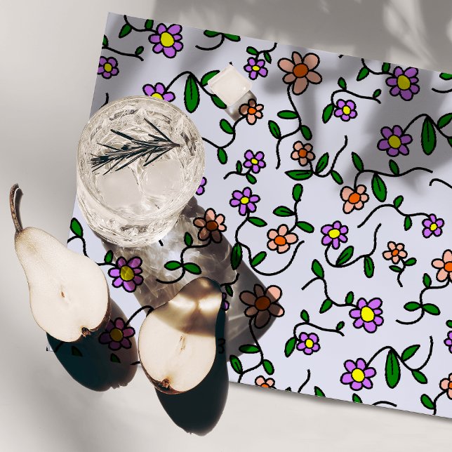 Colorful Flowers, Floral Pattern, Greenery, Boho Cloth Placemat (Creator Uploaded)