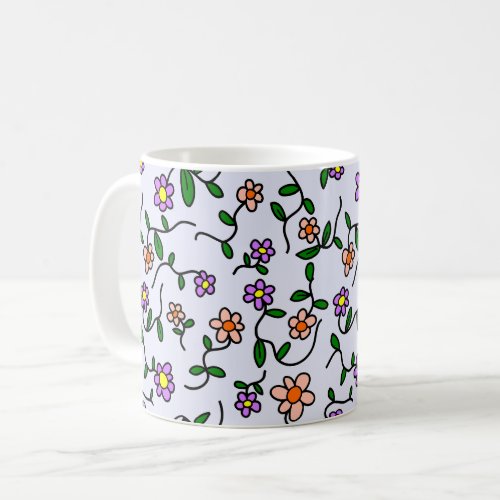 Colorful Flowers Floral Pattern Greenery Boho Coffee Mug