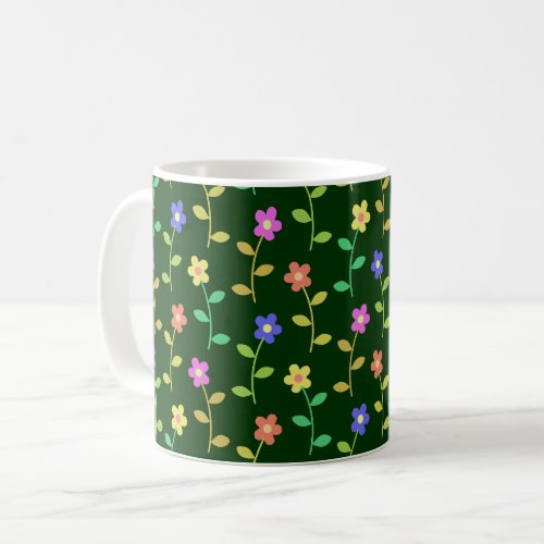 Colorful Flowers Floral Pattern Greenery Boho Coffee Mug