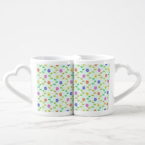 Colorful Flowers Floral Pattern Greenery Boho Coffee Mug Set