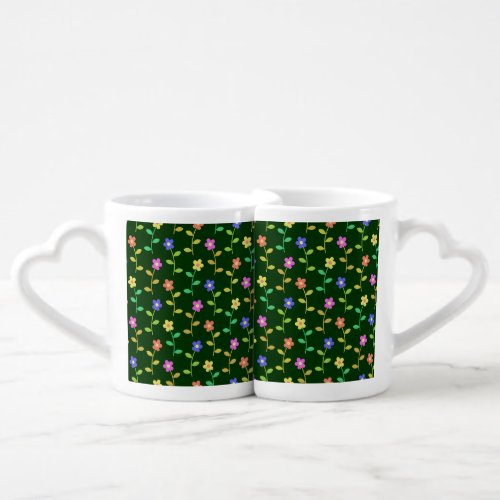 Colorful Flowers Floral Pattern Greenery Boho Coffee Mug Set