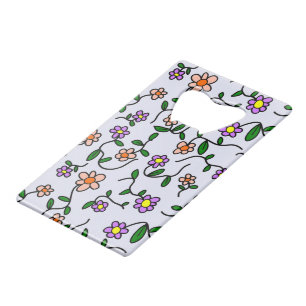 Colorful Flowers, Floral Pattern, Greenery, Boho Credit Card Bottle Opener