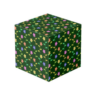 Colorful Flowers, Floral Pattern, Greenery, Boho Cube