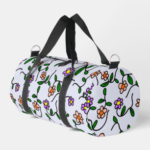 Colorful Flowers, Floral Pattern, Greenery, Boho Duffle Bag