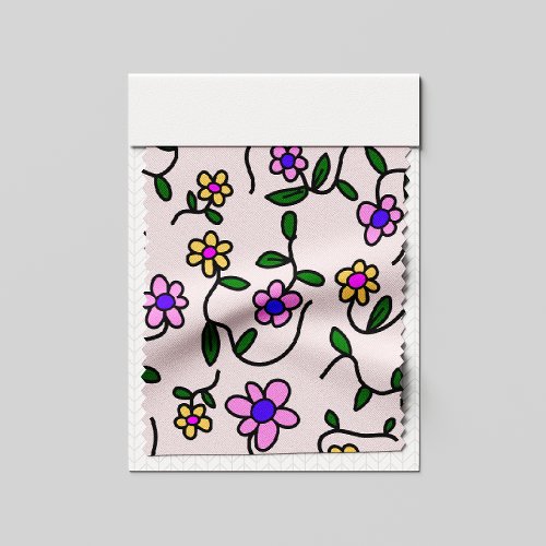 Colorful Flowers Floral Pattern Greenery Boho Fabric