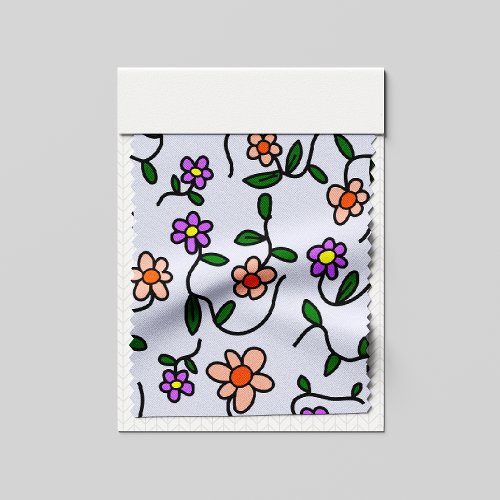 Colorful Flowers Floral Pattern Greenery Boho Fabric