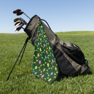 Colorful Flowers, Floral Pattern, Greenery, Boho Golf Towel