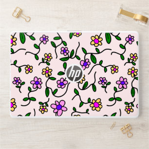 Colorful Flowers, Floral Pattern, Greenery, Boho HP Laptop Skin