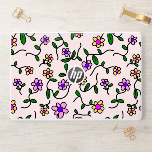 Colorful Flowers Floral Pattern Greenery Boho HP Laptop Skin