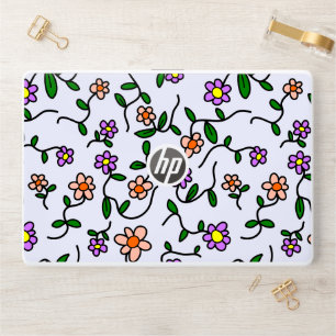 Colorful Flowers, Floral Pattern, Greenery, Boho HP Laptop Skin