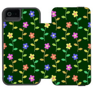 Colorful Flowers, Floral Pattern, Greenery, Boho iPhone SE/5/5s Wallet Case
