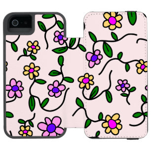 Colorful Flowers, Floral Pattern, Greenery, Boho iPhone SE/5/5s Wallet Case