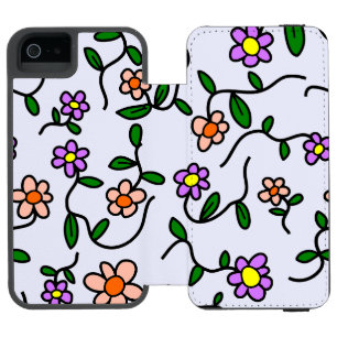 Colorful Flowers, Floral Pattern, Greenery, Boho iPhone SE/5/5s Wallet Case