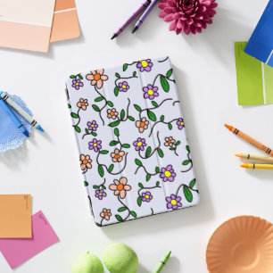 Colorful Flowers, Floral Pattern, Greenery, Boho iPad Pro Cover