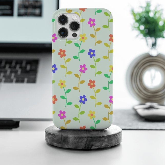 Colorful Flowers, Floral Pattern, Greenery, Boho iPhone Case (Creator Uploaded)
