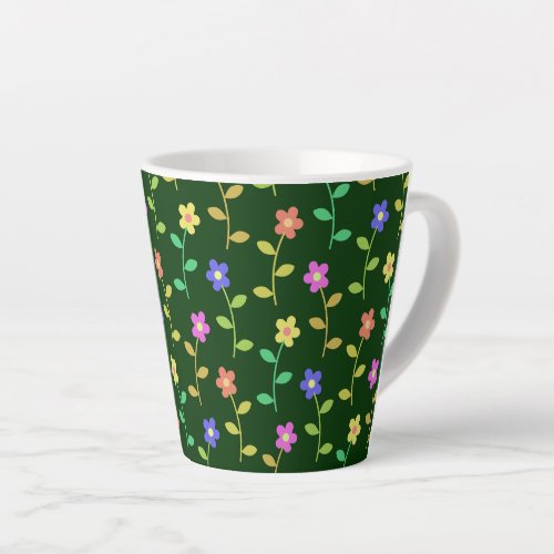 Colorful Flowers Floral Pattern Greenery Boho Latte Mug