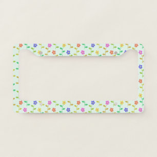 Colorful Flowers, Floral Pattern, Greenery, Boho License Plate Frame