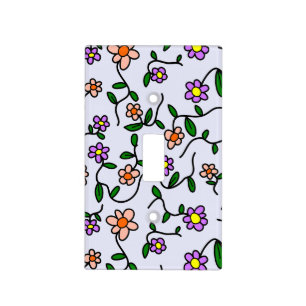 Colorful Flowers, Floral Pattern, Greenery, Boho Light Switch Cover