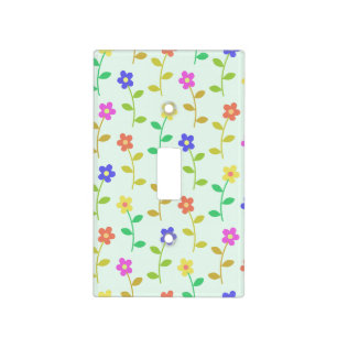 Colorful Flowers, Floral Pattern, Greenery, Boho Light Switch Cover